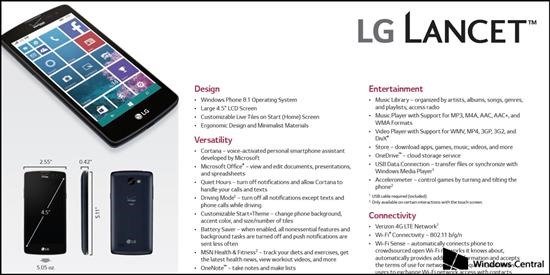 lg lancet verizon specifications